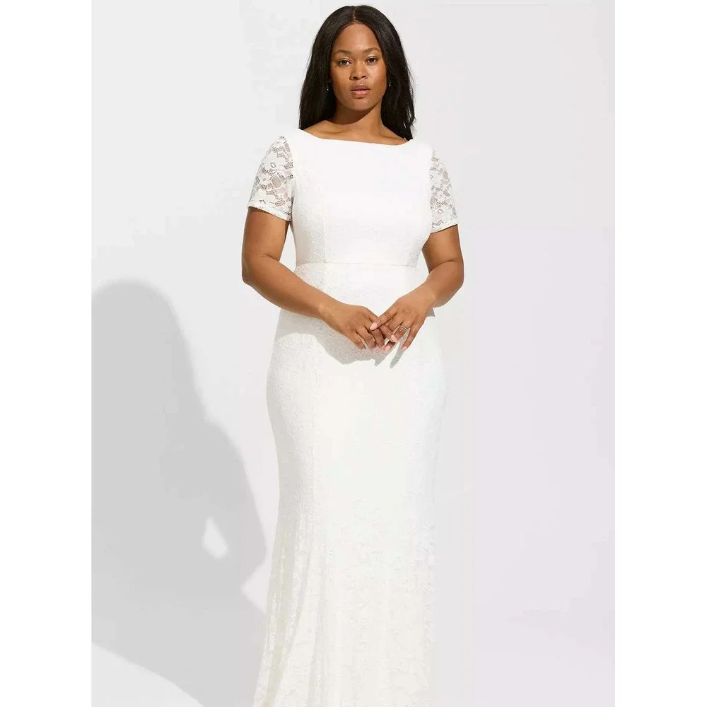 torrid white maxi dress Torrid + White Lace Off Shoulder A-Line Wedding Dress